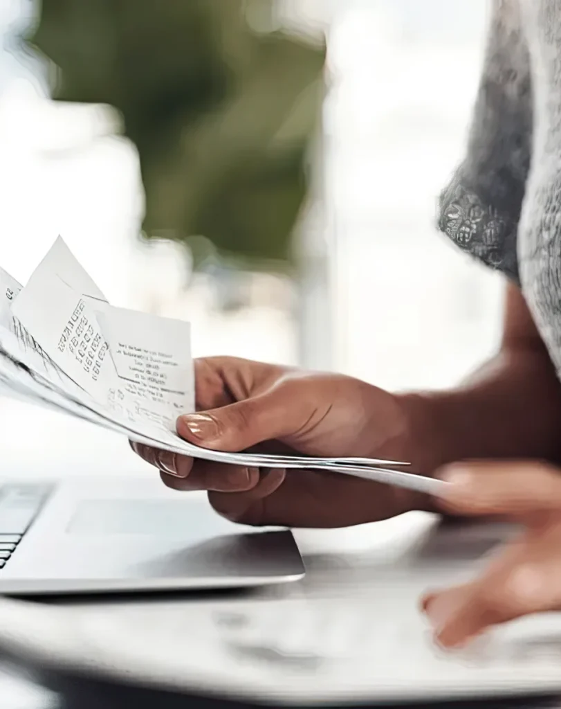 woman hands handling papers