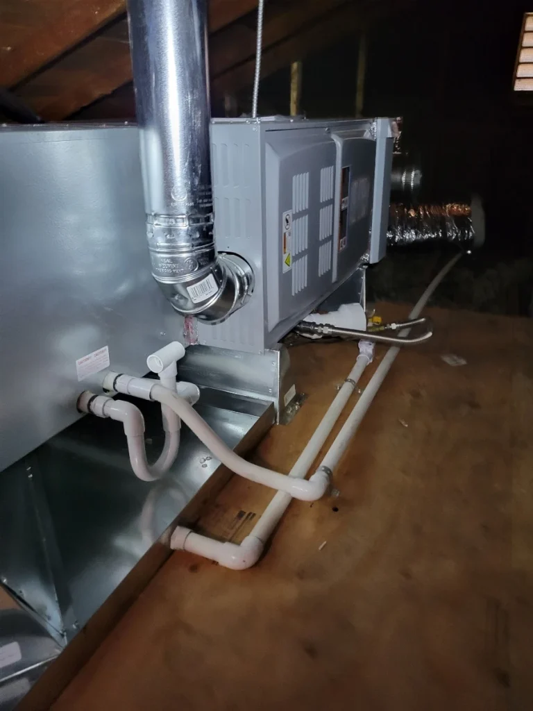 Furnace unit close up inside attic - Heating maintenance yorba linda ca