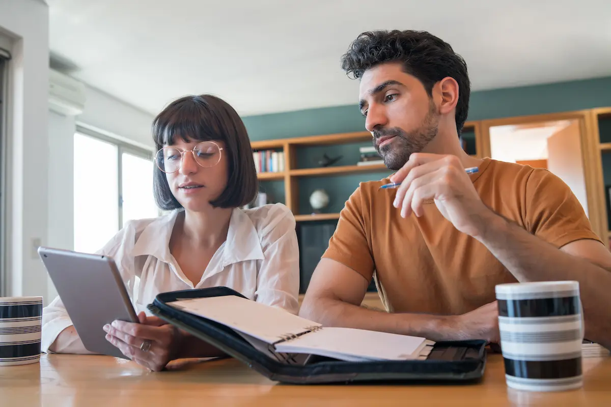 couple making choice about new ac